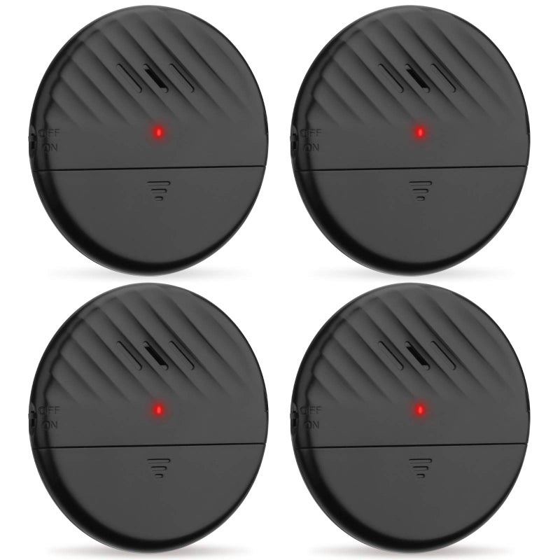 WSDCAM Ultra-Slim Glass Break Detector - 125dB Alarm, Vibration Sensor for Home Security - 4 Pack - Black - Image 1